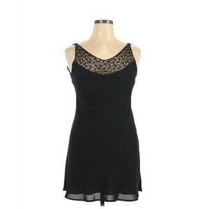 Laundry by Shelli Segal Dress S Beaded Mesh Vintage Art Deco Cocktail Black